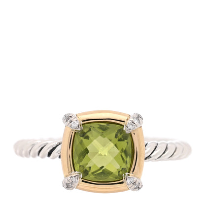 David Yurman Sterling Silver 18K Yellow Gold Diamond Peridot 7mm Chatelaine Bezel Ring 53 6.25 1 of 4