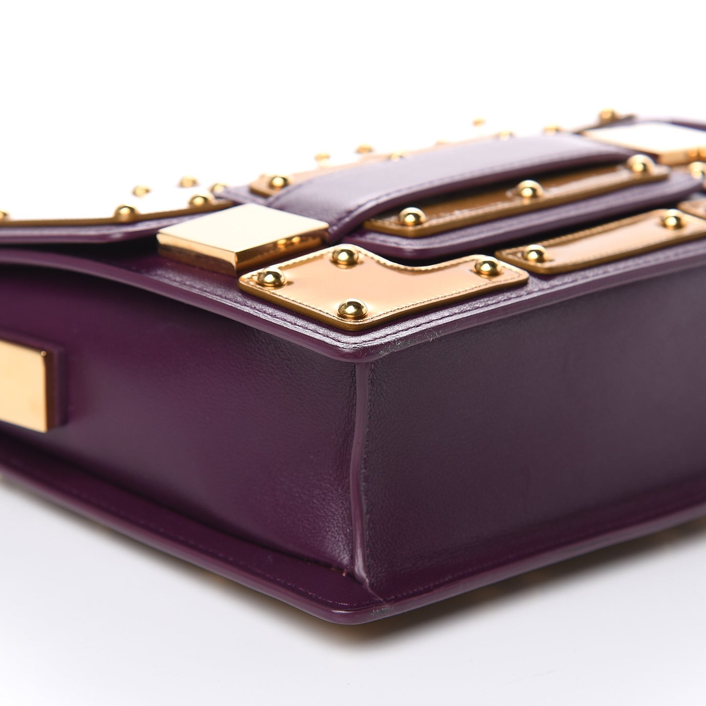 Calfskin Mini Iron Shield Madame Crossbody Prune Antique Gold