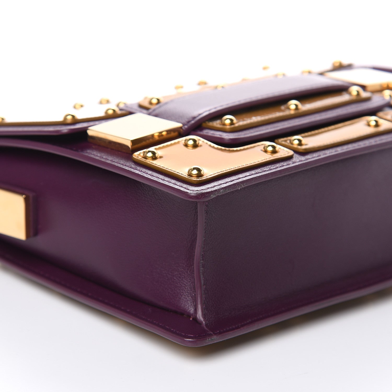 Delvaux Calfskin Mini Iron Shield Madame Crossbody Prune Antique Gold 8 of 10