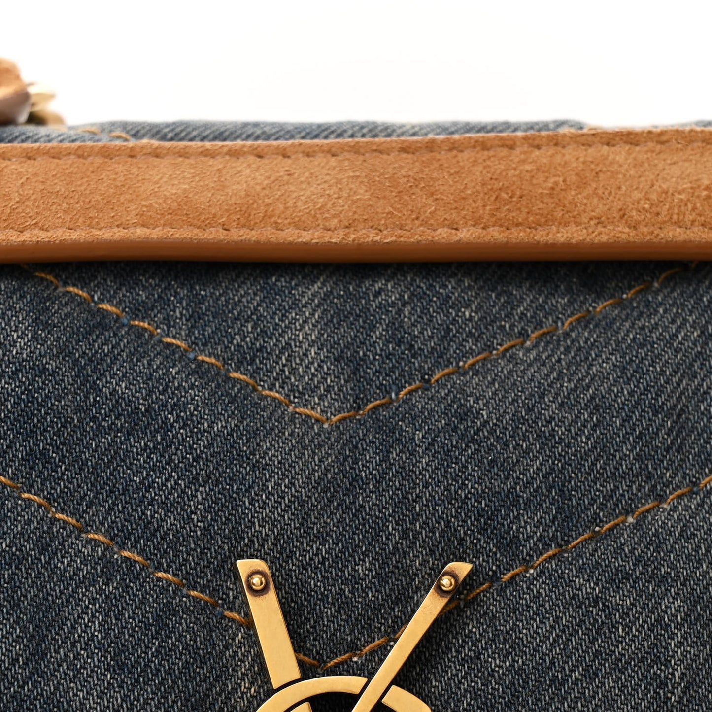Denim Suede Monogram Medium Niki Chain Satchel Blue Cinnamon