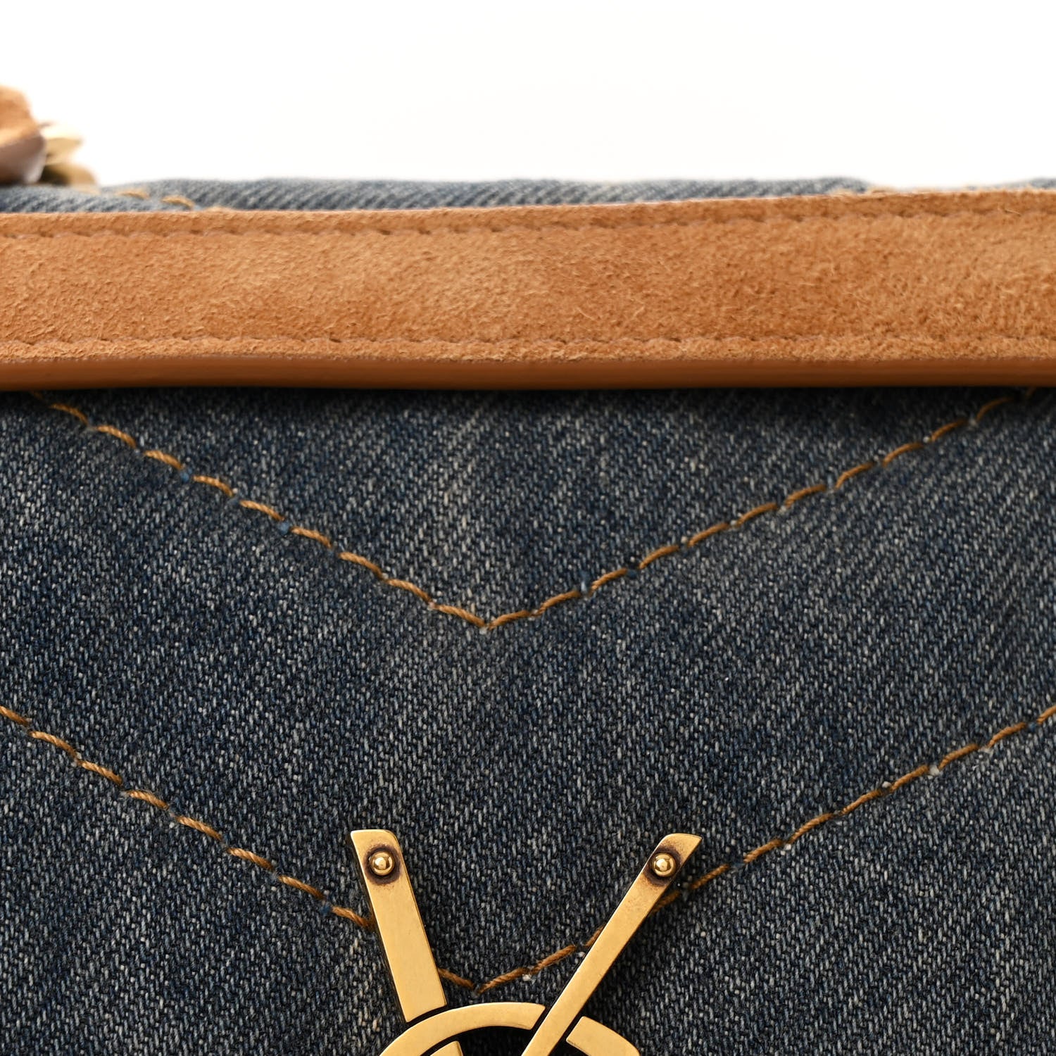 Saint Laurent Denim Suede Monogram Medium Niki Chain Satchel Blue Cinnamon 8 of 10