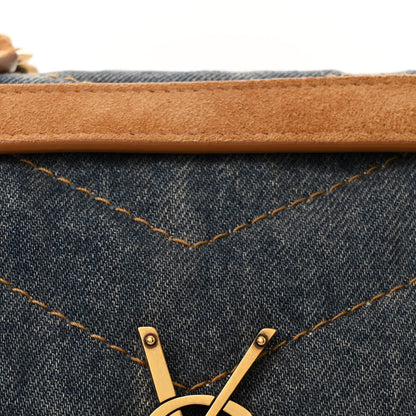Saint Laurent Denim Suede Monogram Medium Niki Chain Satchel Blue Cinnamon 8 of 10