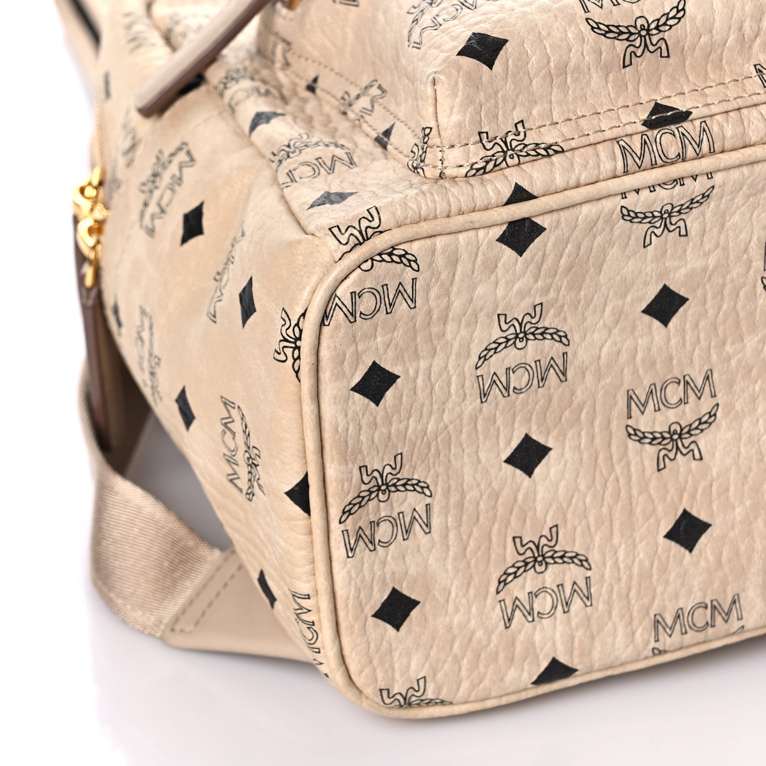 MCM Visetos Small Stark Rabbit Backpack Beige 7 of 9