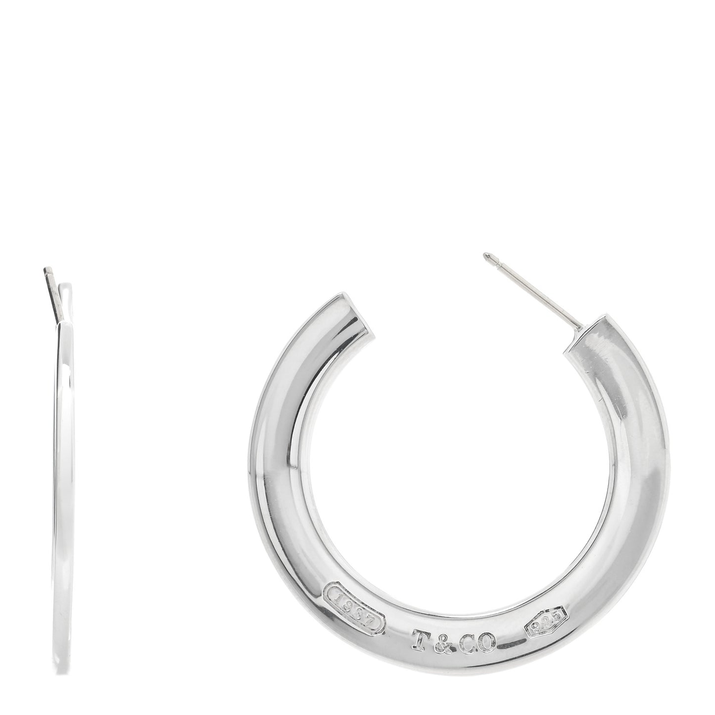 Sterling Silver 1837 Large Flat Hoop Earrings