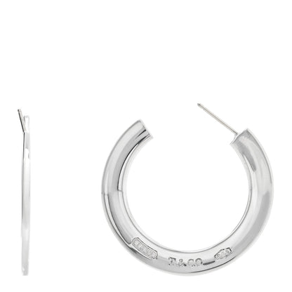 Tiffany Sterling Silver 1837 Large Flat Hoop Earrings 1 of 4