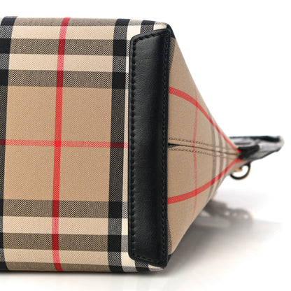 Burberry Calfskin Vintage Check Small Society Top Handle Bag Archive Beige Black 6 of 10