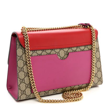 Gucci GG Supreme Monogram Calfskin Medium Padlock Shoulder Bag Beige Hibiscus Red New Rosette 3 of 10