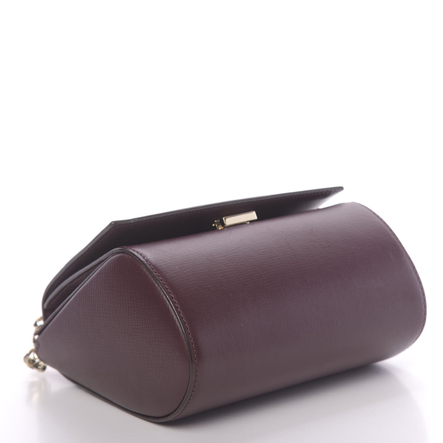 Textured Calfskin Mini Pandora Box Chain Crossbody Bag Oxblood