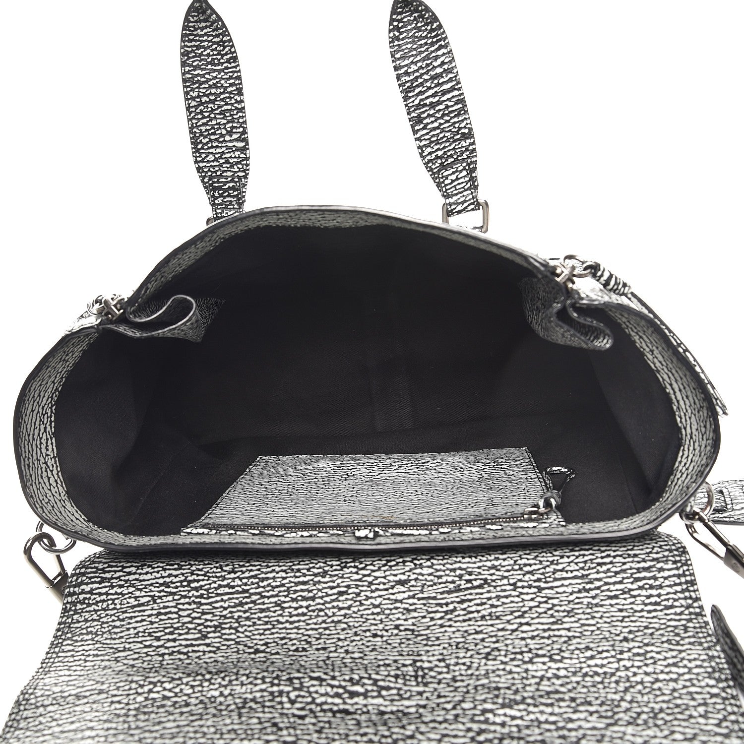 3.1 Phillip Lim 3.1 Textured Calfskin Large Pashli Satchel Black Cream 6 of 8