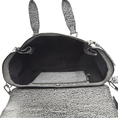 3.1 Phillip Lim 3.1 Textured Calfskin Large Pashli Satchel Black Cream 6 of 8