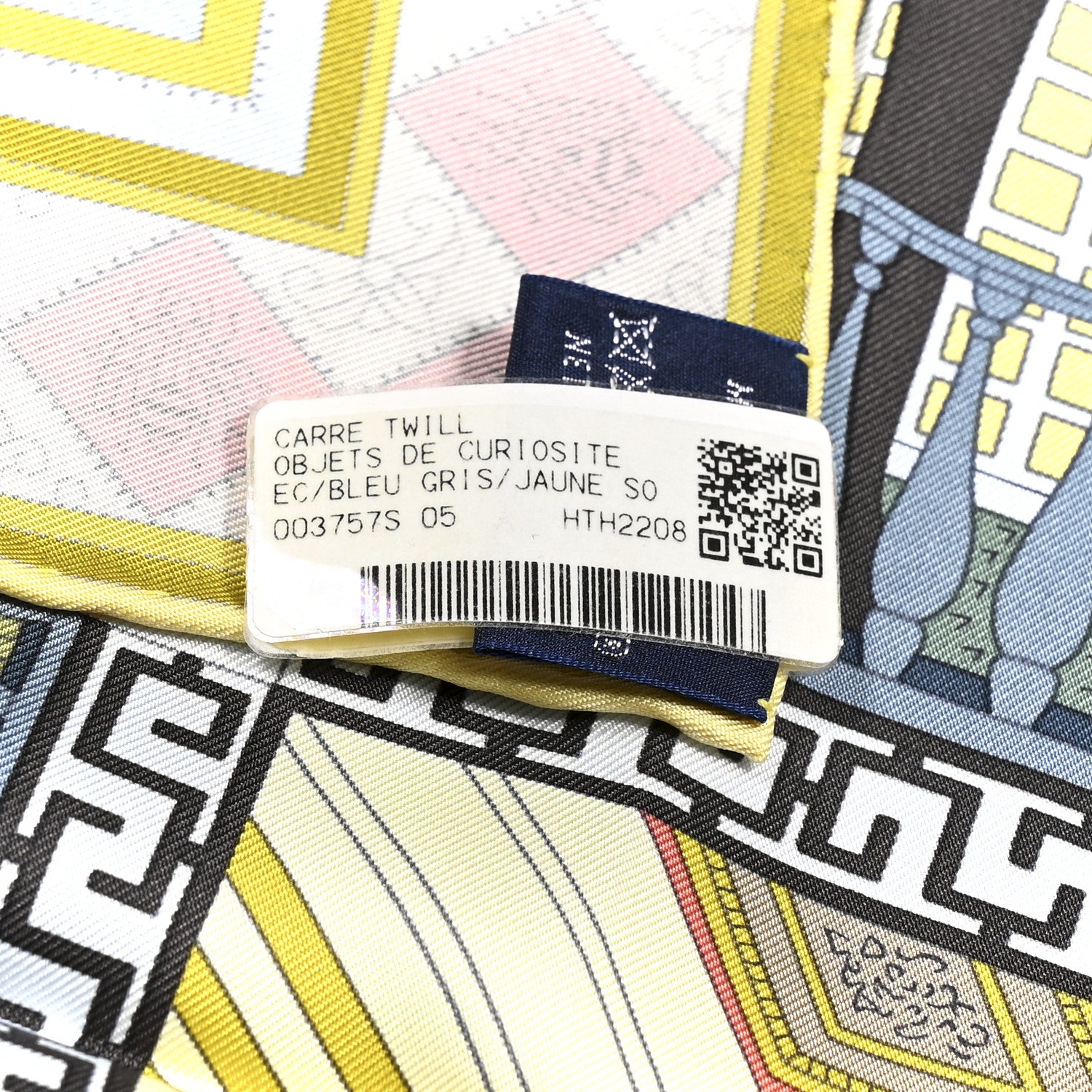 Hermes Silk Objets de Curiosite Scarf 90 Bleu Gris Jaune Soufre Rose 3 of 5