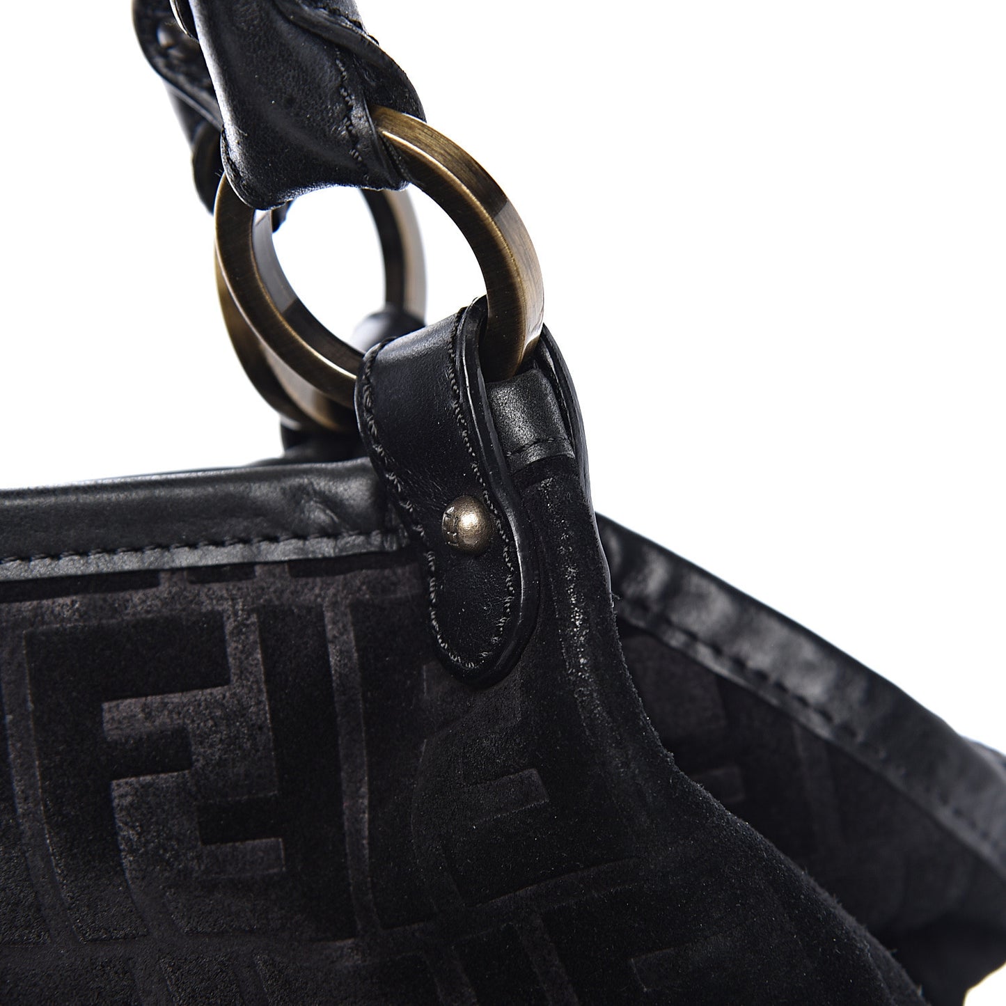 Suede Vitello Zucca Embossed Large Chef Shopper Tote Black