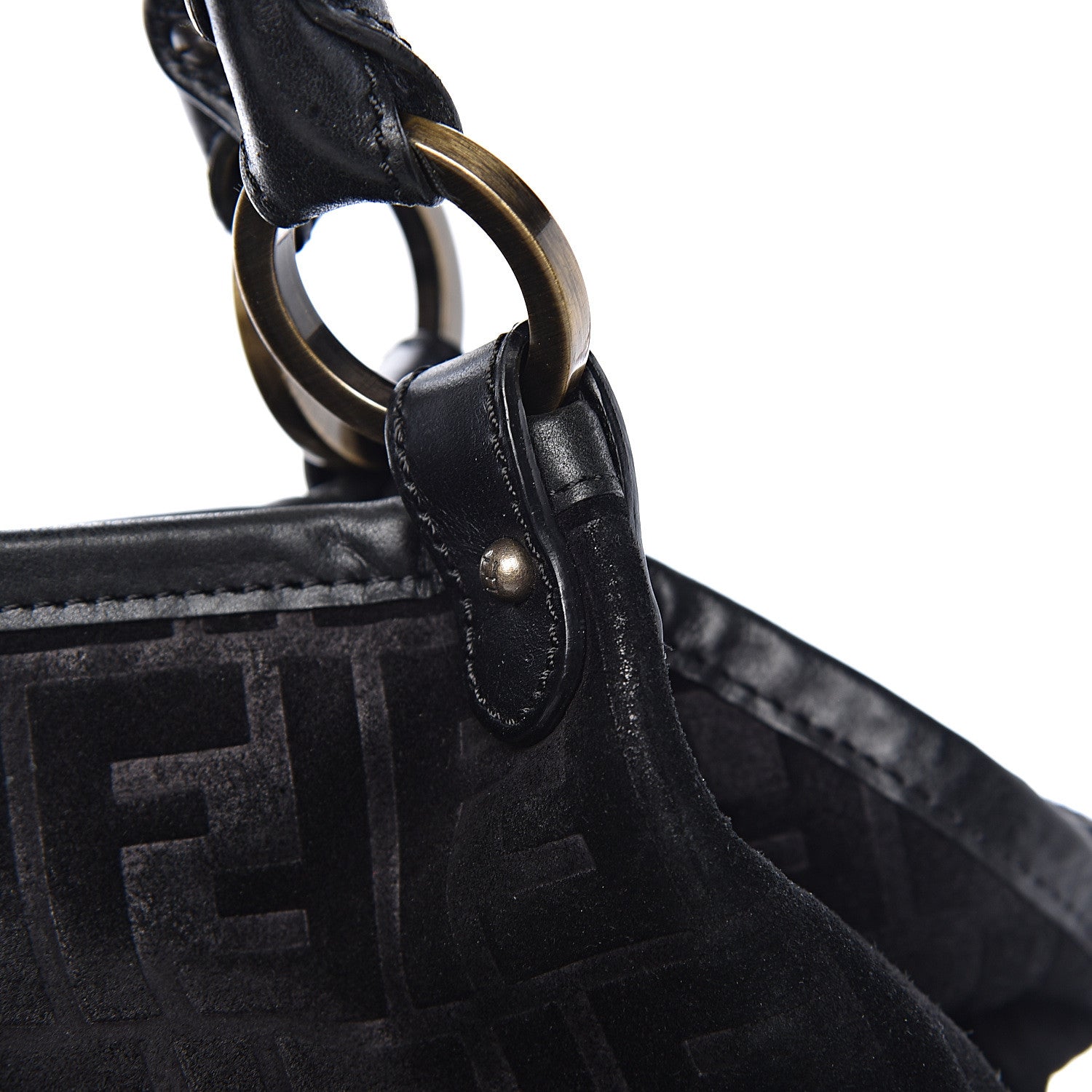 Fendi Suede Vitello Zucca Embossed Large Chef Shopper Tote Black 13 of 13