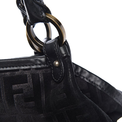 Fendi Suede Vitello Zucca Embossed Large Chef Shopper Tote Black 13 of 13