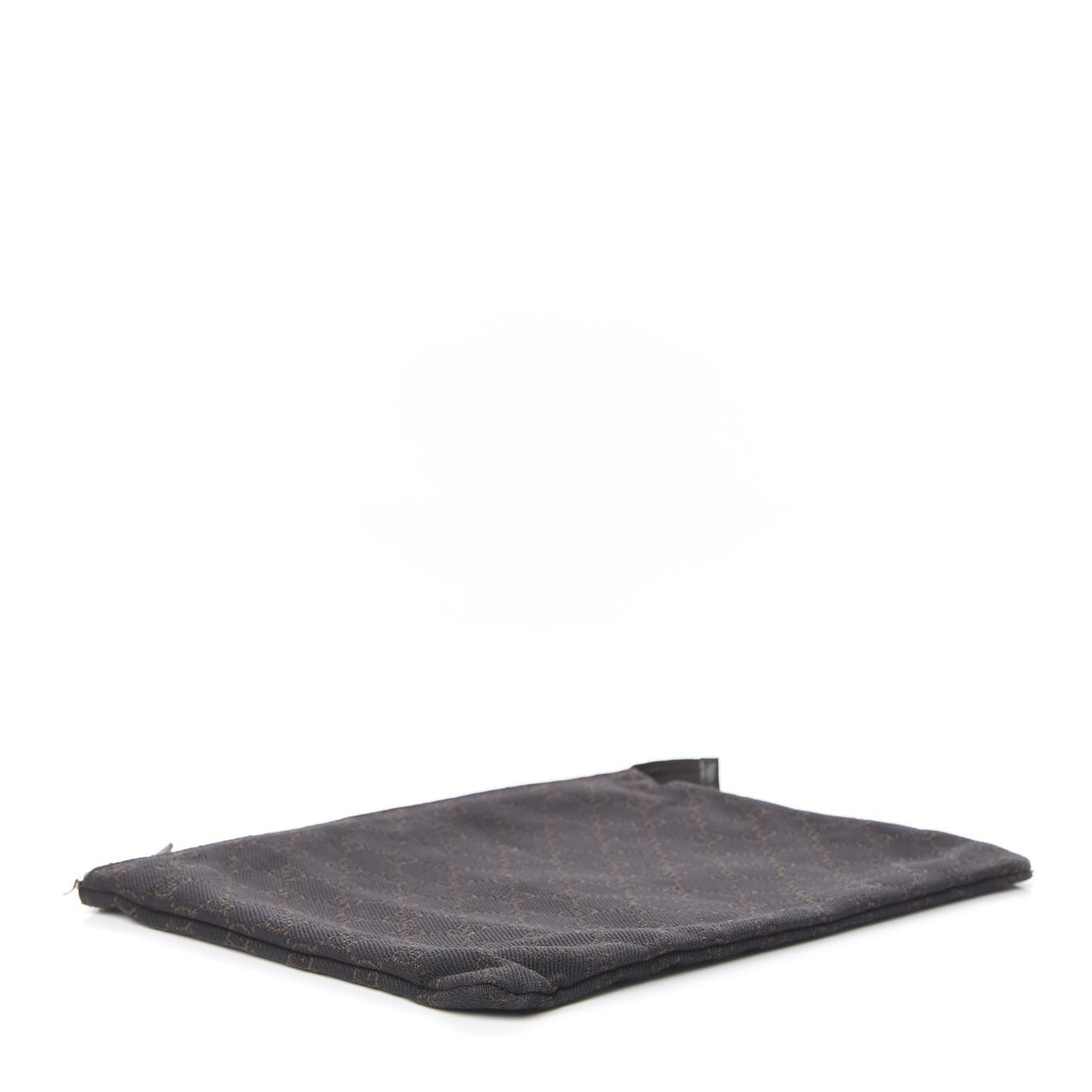 Denim Monogram Zip Top Pouch Brown