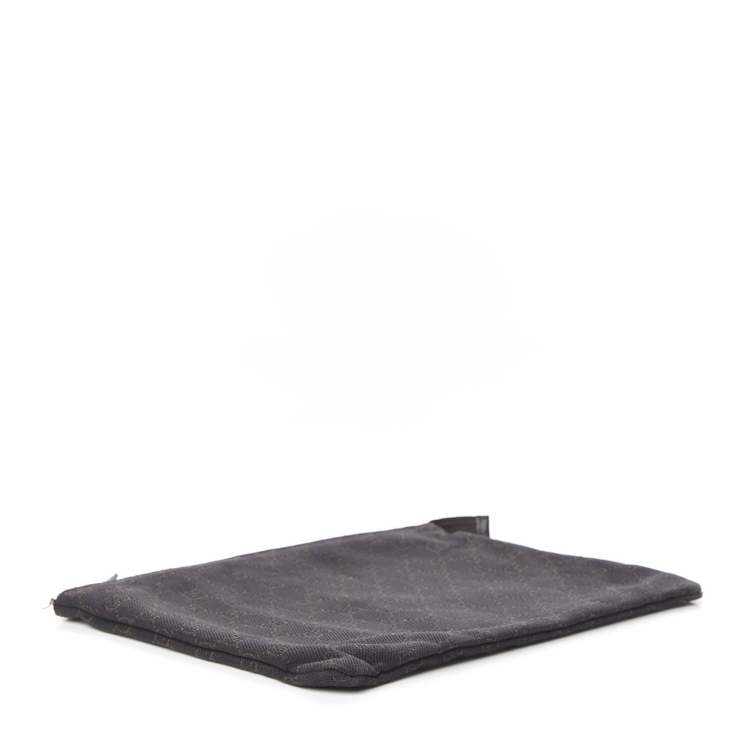 Gucci Denim Monogram Zip Top Pouch Brown 3 of 9