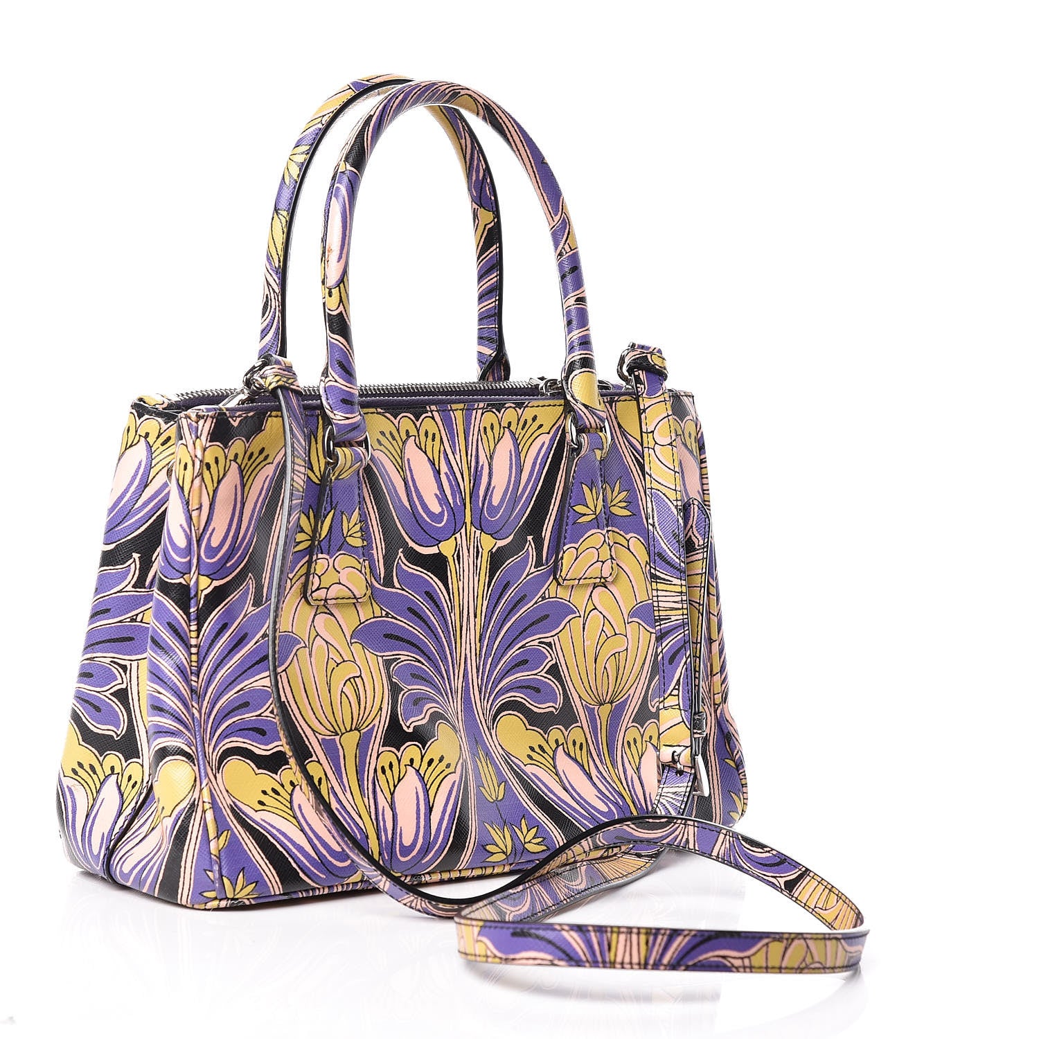 Prada Saffiano Tulip Print Small Galleria Double Zip Tote 3 of 10