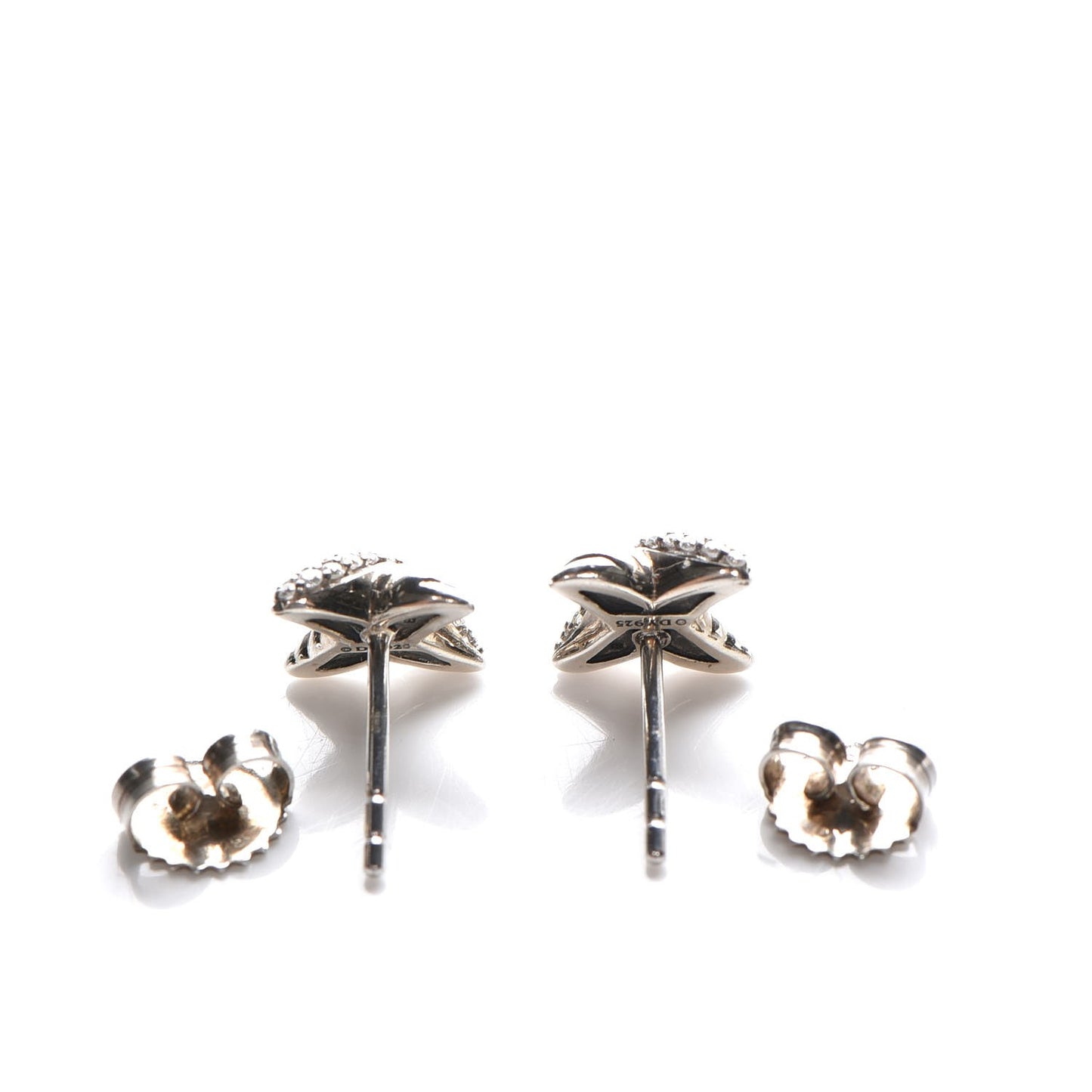 Sterling Silver Diamond 8mm X Earrings