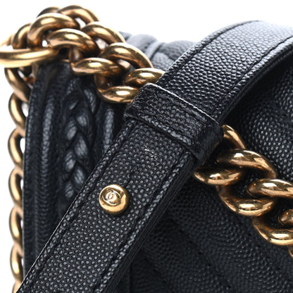 Chanel Caviar Chevron Quilted Braided Medium Boy Flap Black 10 of 10