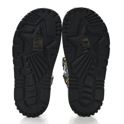 Christian Dior CHRISTIAN DIOR Technical Fabric Petites Fleurs Print Dioract Sandals 37.5 Kaki 5 of 7
