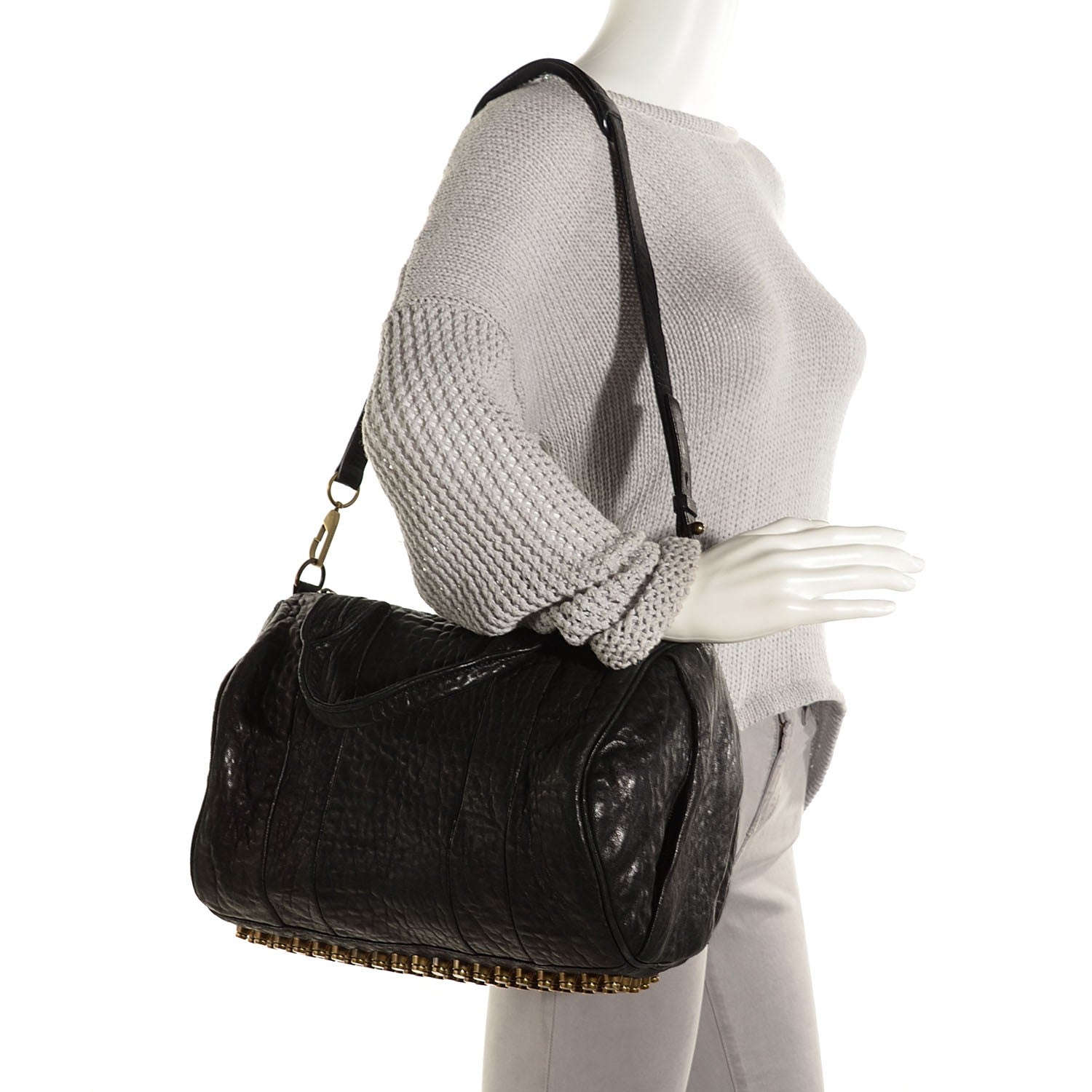 Alexander Wang Pebbled Lambskin Rocco Black Antique Brass Hardware 2 of 8