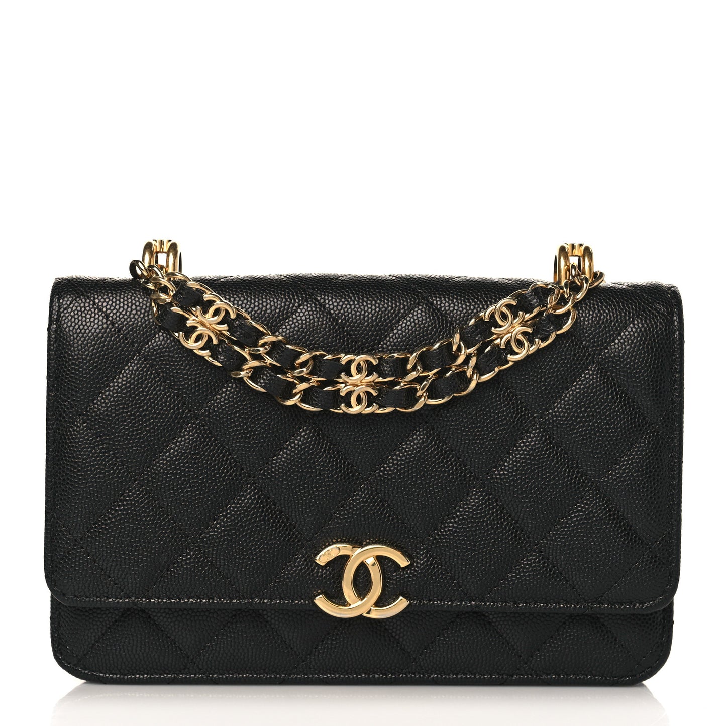 Caviar Quilted Coco First Wallet On Chain WOC Black