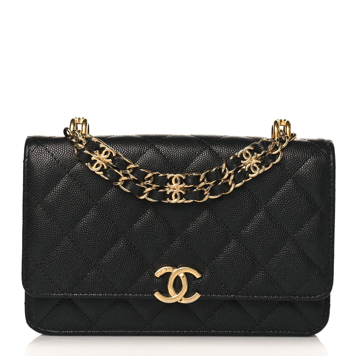 Chanel Caviar Quilted Coco First Wallet On Chain WOC Black 1 of 11