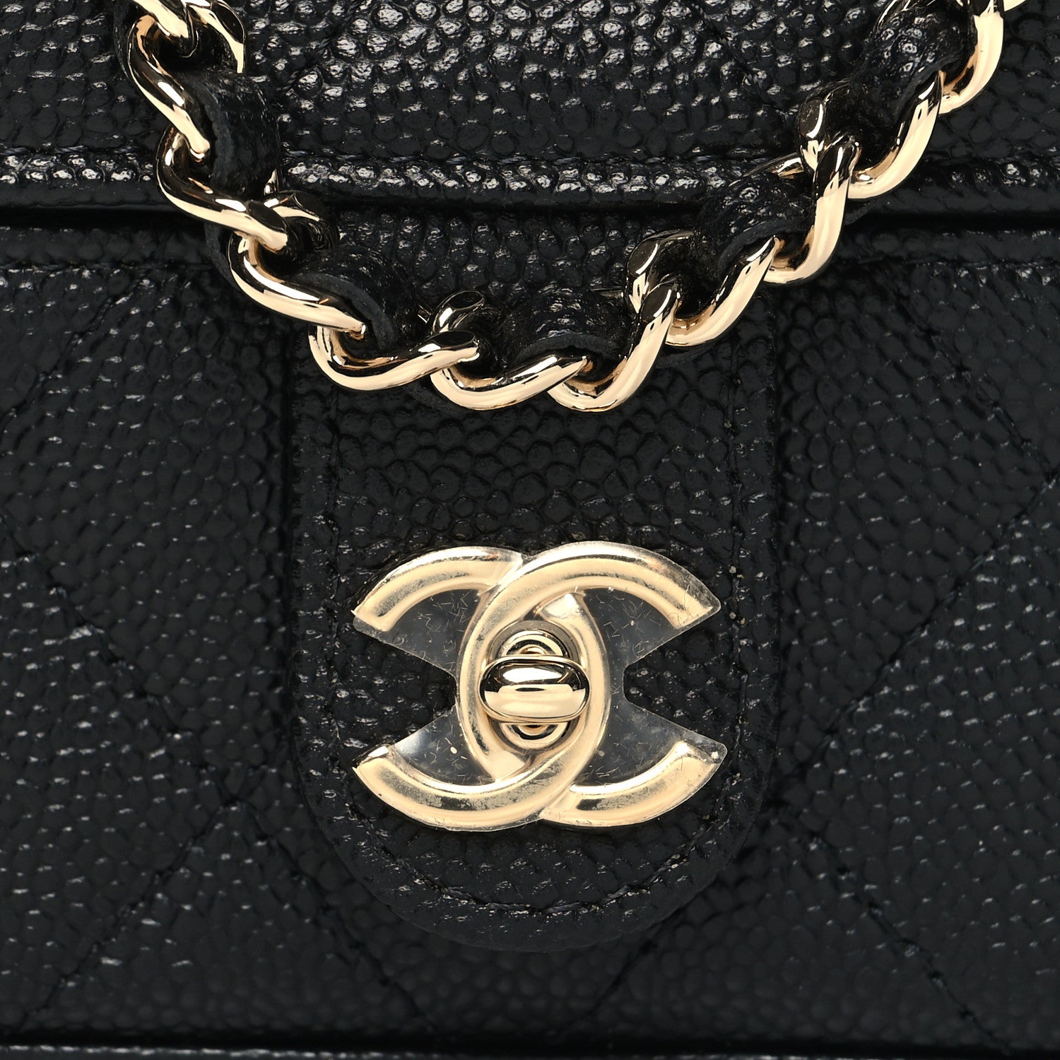 Chanel Caviar Quilted Mini Vanity Wrist Case With Chain Black 9 of 12