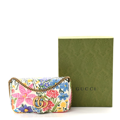 Gucci X KEN SCOTT Calfskin Matelasse Floral Print Super Mini GG Marmont Shoulder Bag Ivory Pink 11 of 11