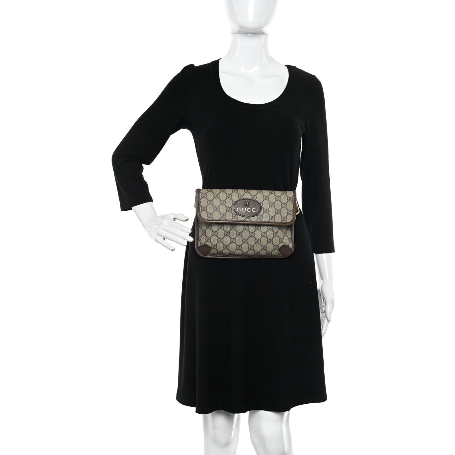 GG Supreme Monogram Neo Vintage Web Belt Bag Brown
