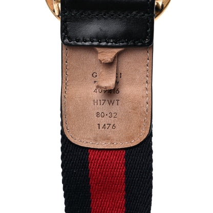 Gucci Nylon Calfskin Double G Web 40mm Belt 80 32 Blue Red Black 3 of 6