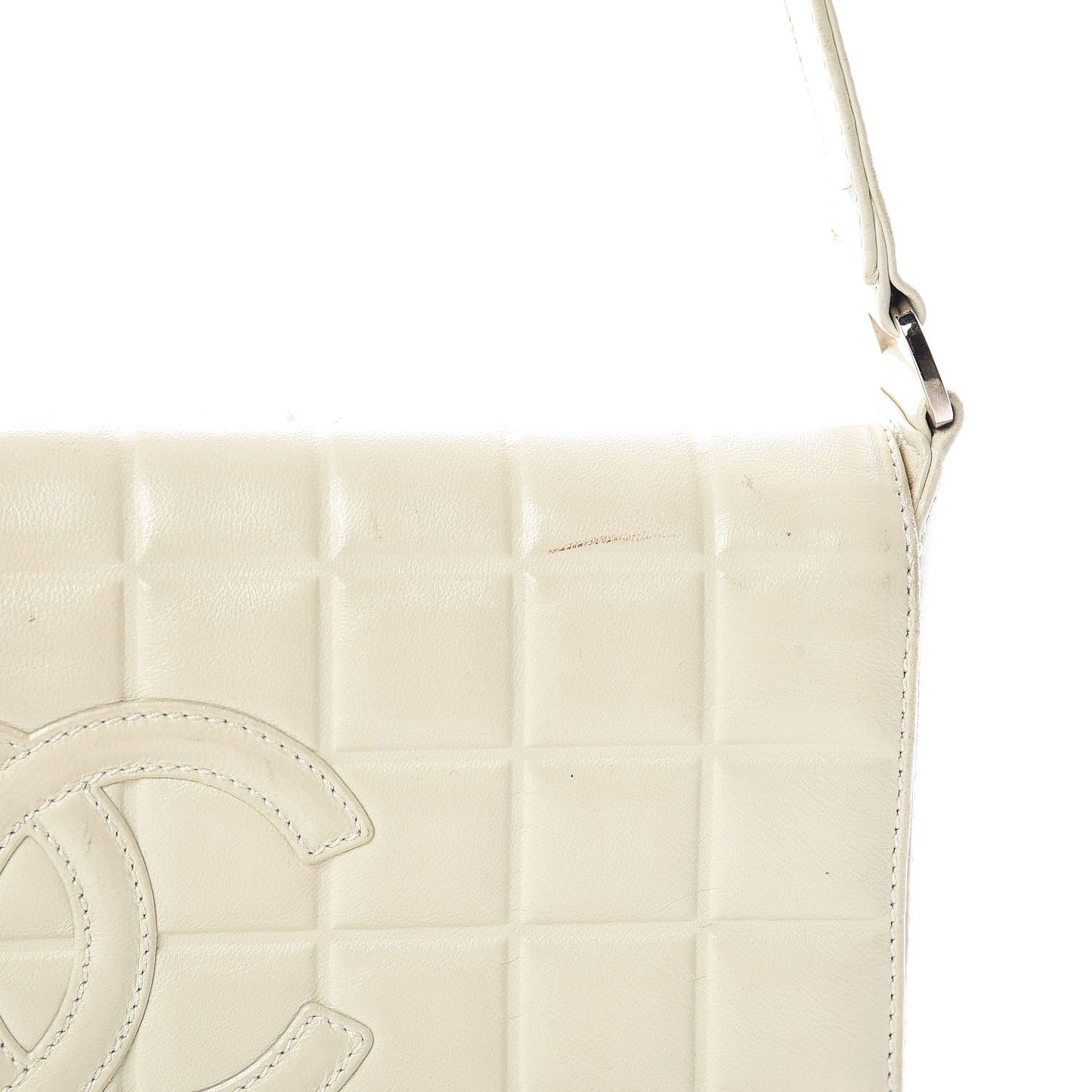 Lambskin Chocolate Bar Quilted CC Flap White