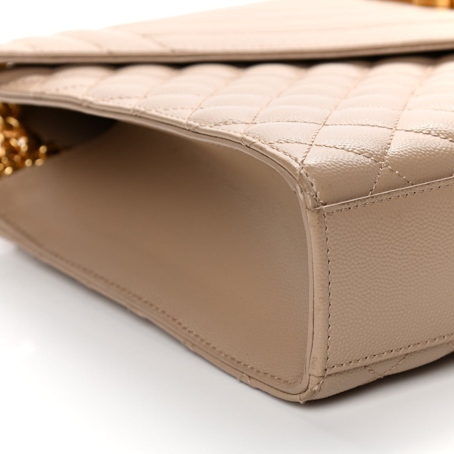 Grain De Poudre Large Tri-Quilt Monogram Satchel Dark Beige
