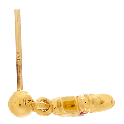 Chrome Hearts 22K Yellow Gold Pink Sapphire Tiny E CH Plus Single Drop Earring 5 of 5