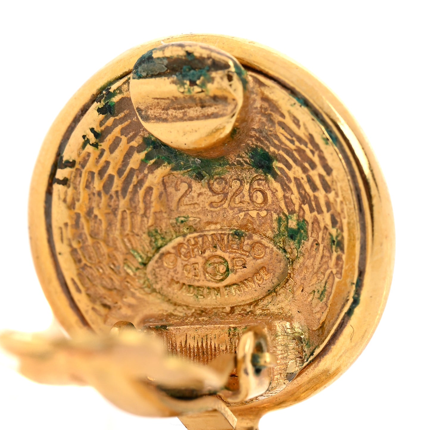 Metal CC Circle Long Drop Clip On Earrings Gold