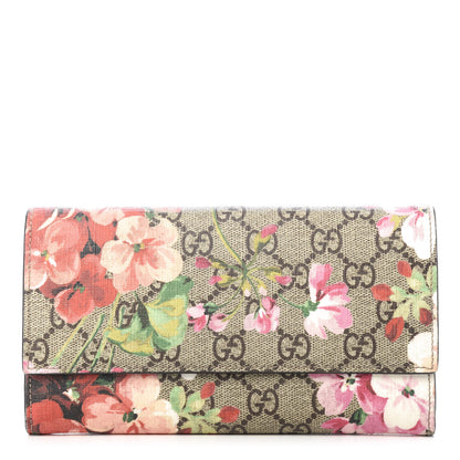 Gucci GG Supreme Monogram Blooms Continental Wallet Beige Multicolor Dry Rose 1 of 6
