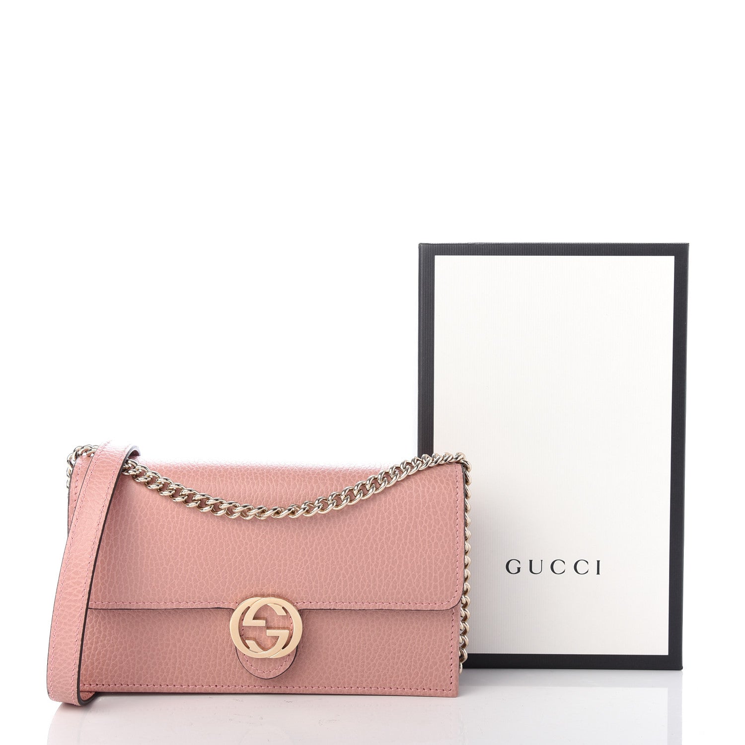 Gucci Dollar Calfskin Interlocking G Chain Wallet Soft Pink 9 of 9