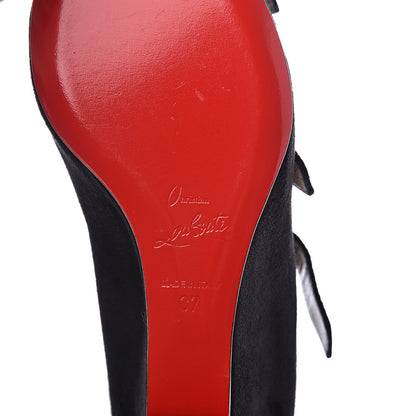 Christian Louboutin Veau Velours Janice 70 Open Toe Wedges 37 Black 7 of 8