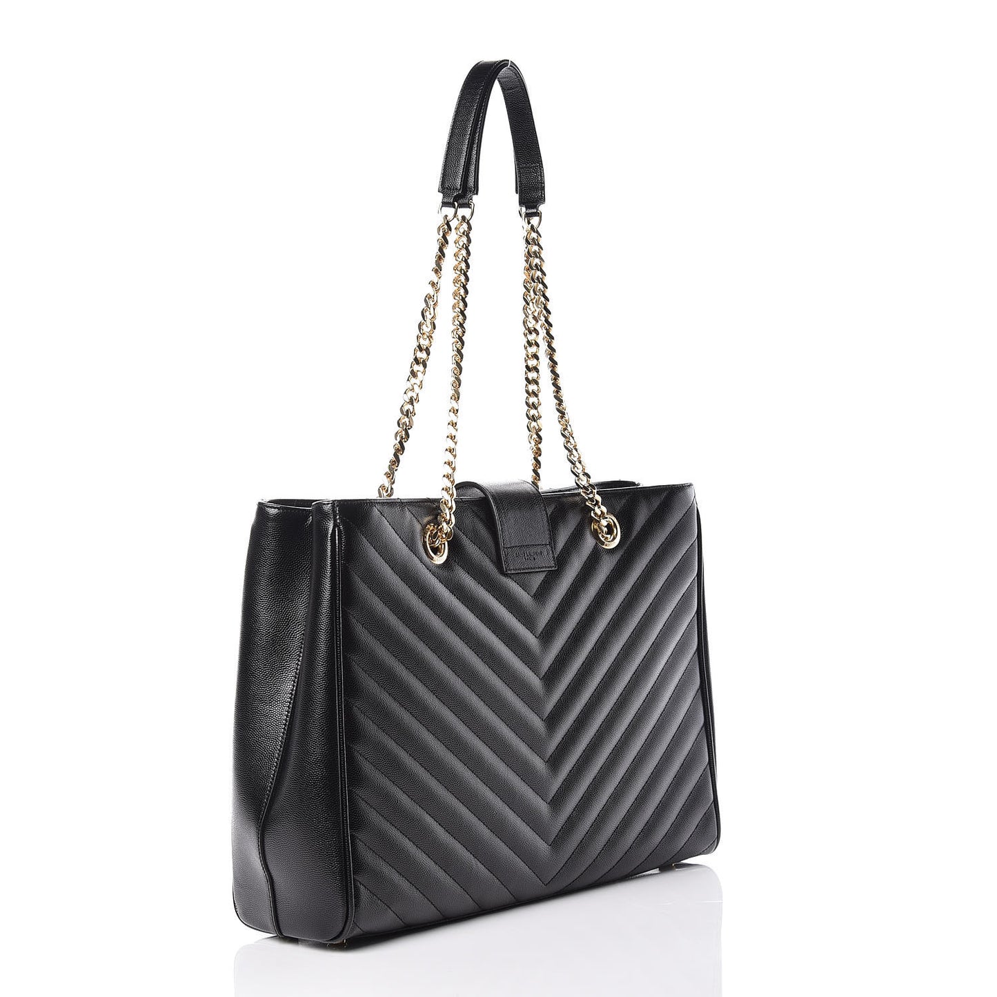 Grain De Poudre Matelasse Chevron Monogram Shopping Bag Black