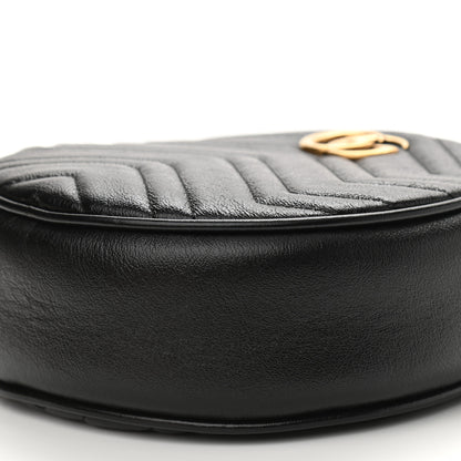 Gucci Azalea Calfskin Matelasse Heart Mini GG Marmont Round Shoulder Bag Black 10 of 12