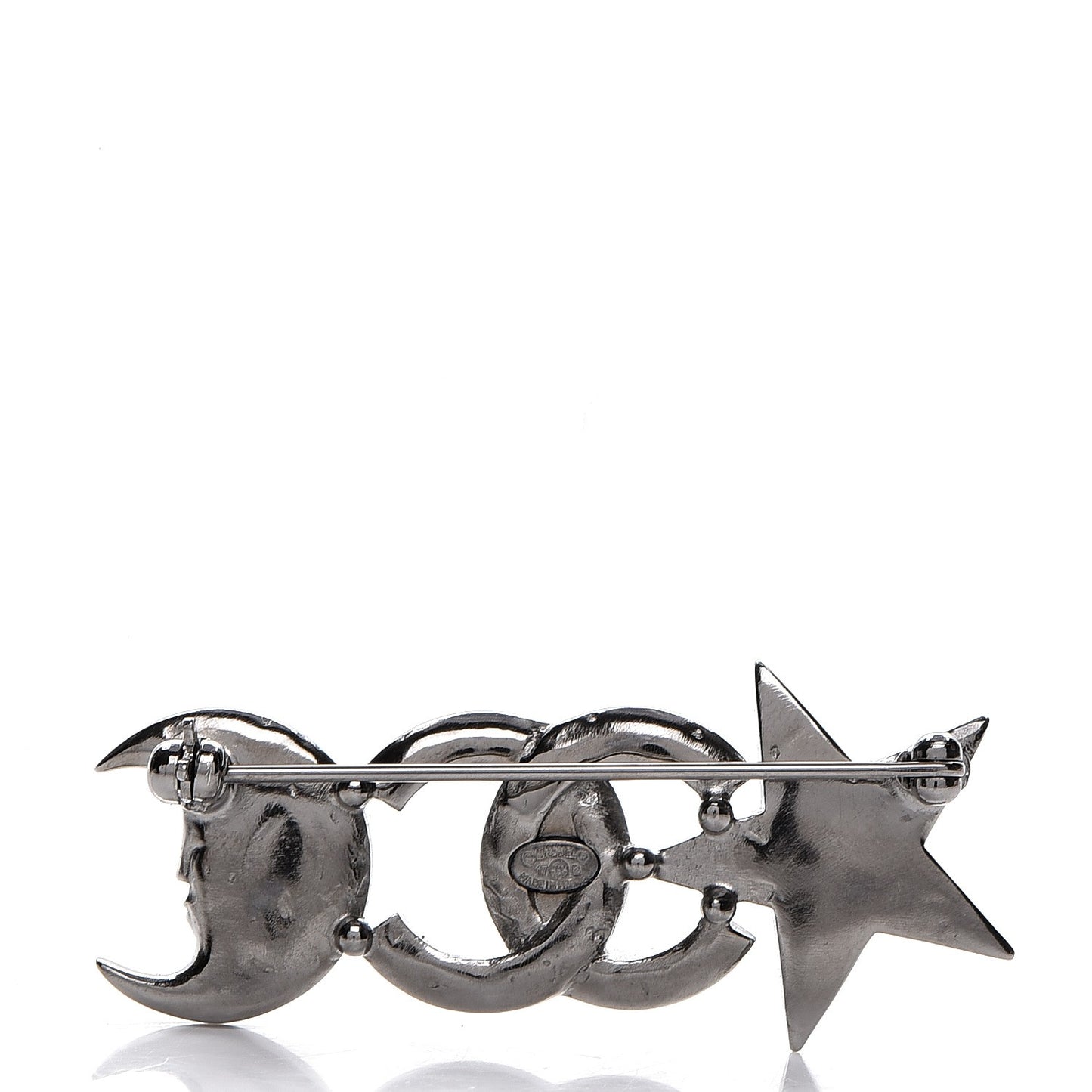 Ruthenium Crystal CC Moon Star Brooch