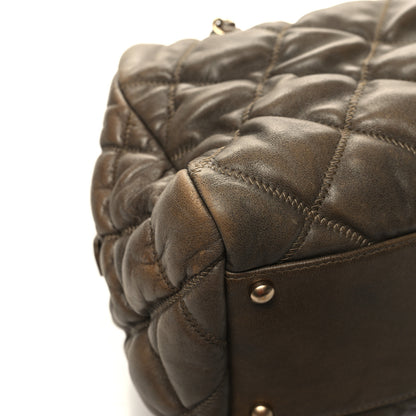 Chanel Calfskin Bubble Quilt Bowler Brown 9 of 12