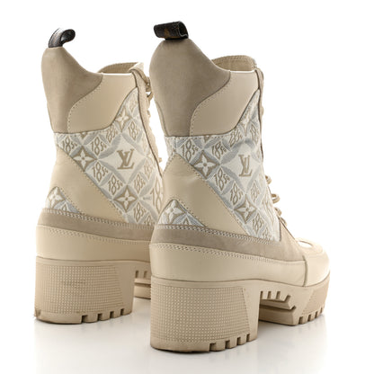 Louis Vuitton Suede Calfskin Jacquard Since 1854 Laureate Platform Desert Boots 40 Beige 4 of 10