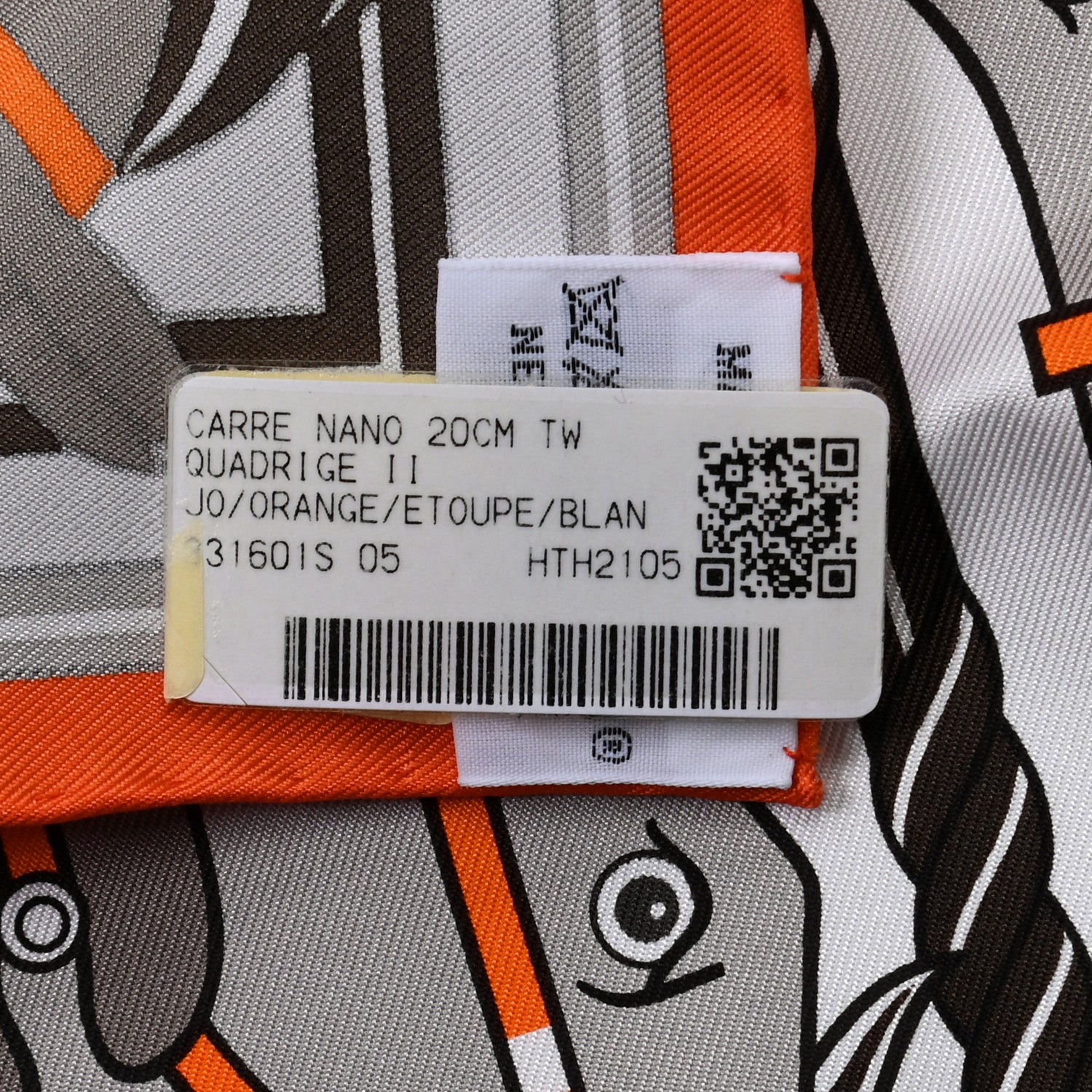 Hermes Silk Quadrige II Nano Scarf 20 Orange Etoupe White 4 of 4