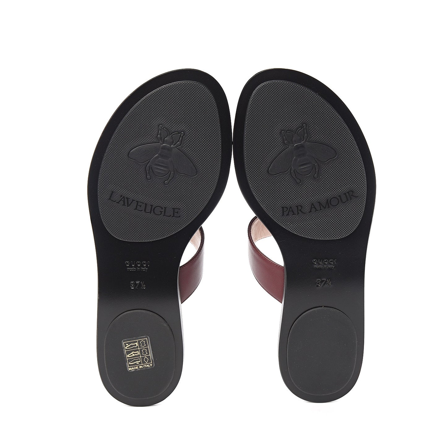 Calfskin GG Marmont Thong Sandals 37.5 Vintage Bordeaux