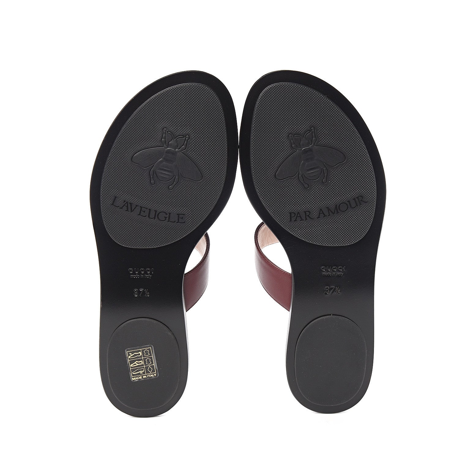 Gucci Calfskin GG Marmont Thong Sandals 37.5 Vintage Bordeaux 5 of 8