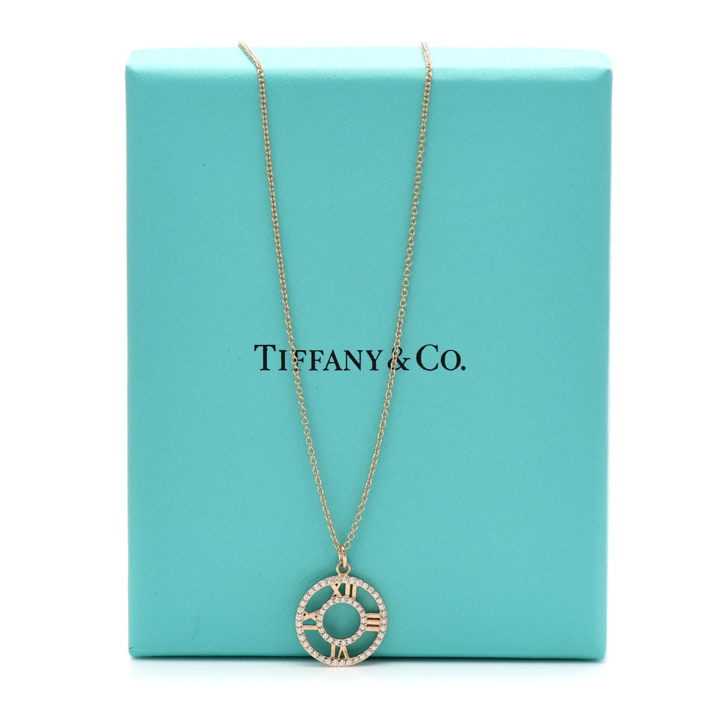 18K Rose Gold Diamond Small Atlas Open Pave Pendant Necklace
