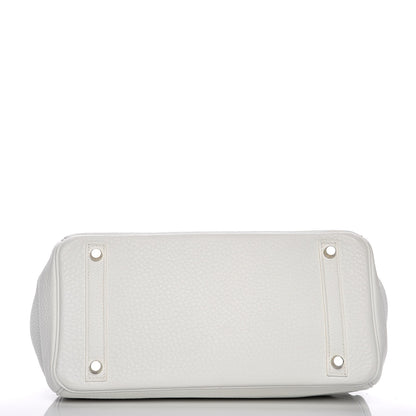Hermes Taurillon Clemence Birkin 30 White 6 of 33