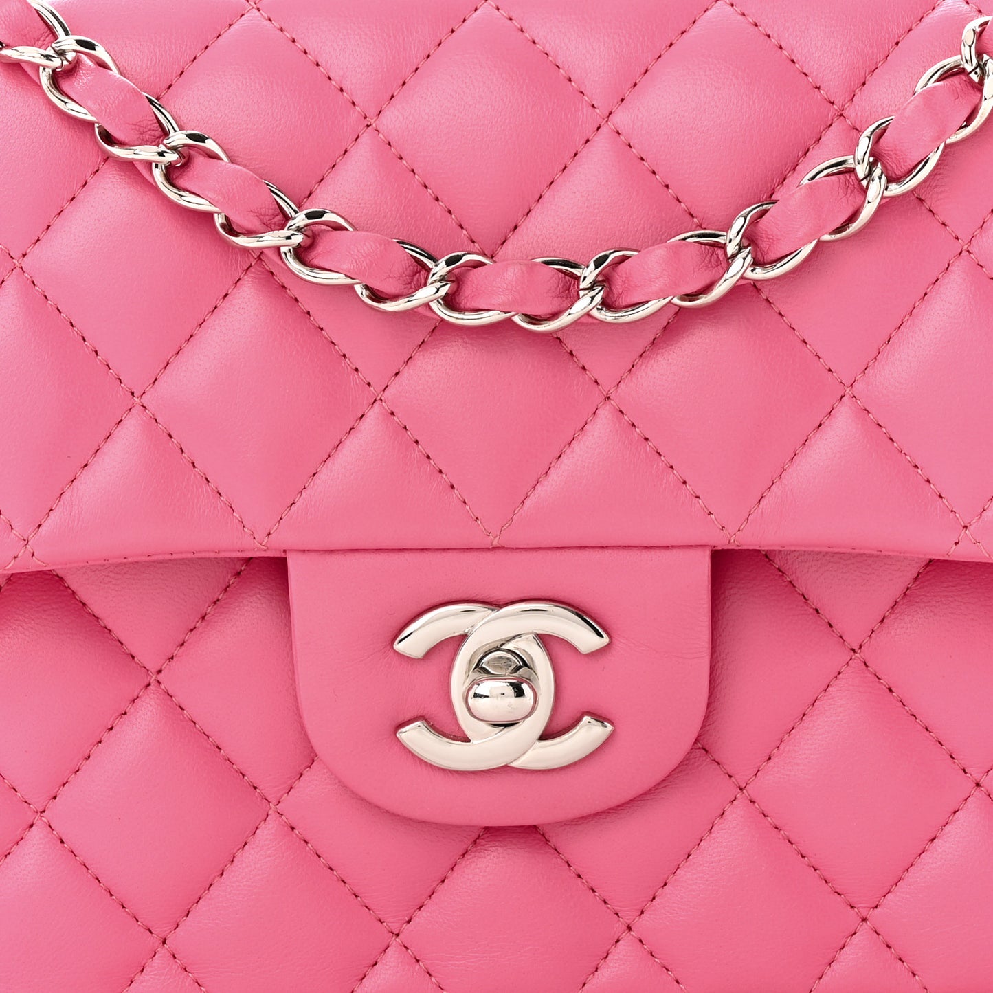 Lambskin Quilted Medium Double Flap Pink