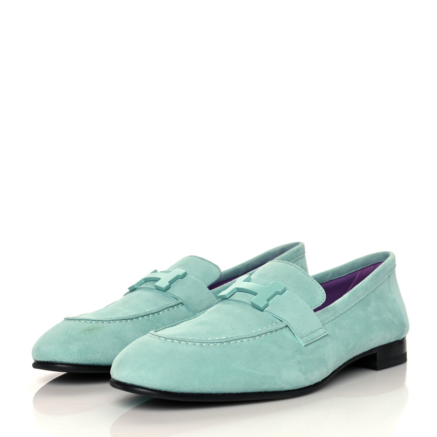 Suede Goatskin Paris Loafers 37.5 Vert d'eau
